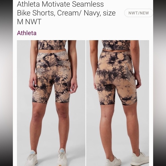 NWOT Athleta 2PC SET Seamless Tie Dye Yoga Top & Biker Shorts - Picture 7 of 13